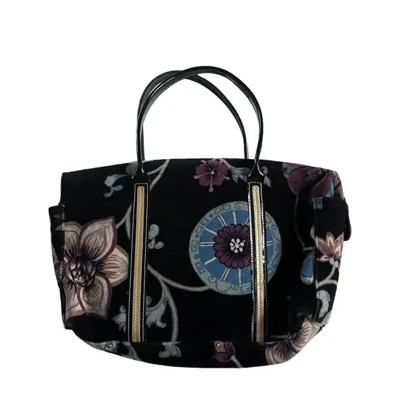 Longchamp Vintage Floral Velvet Canvas Hobo Bag Purse RARE - Picture 8 of 10